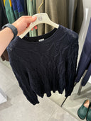 Pull torsadé en maille bleu marine
