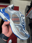 Sneakers runner oversize en mesh et cuir argenté bleu