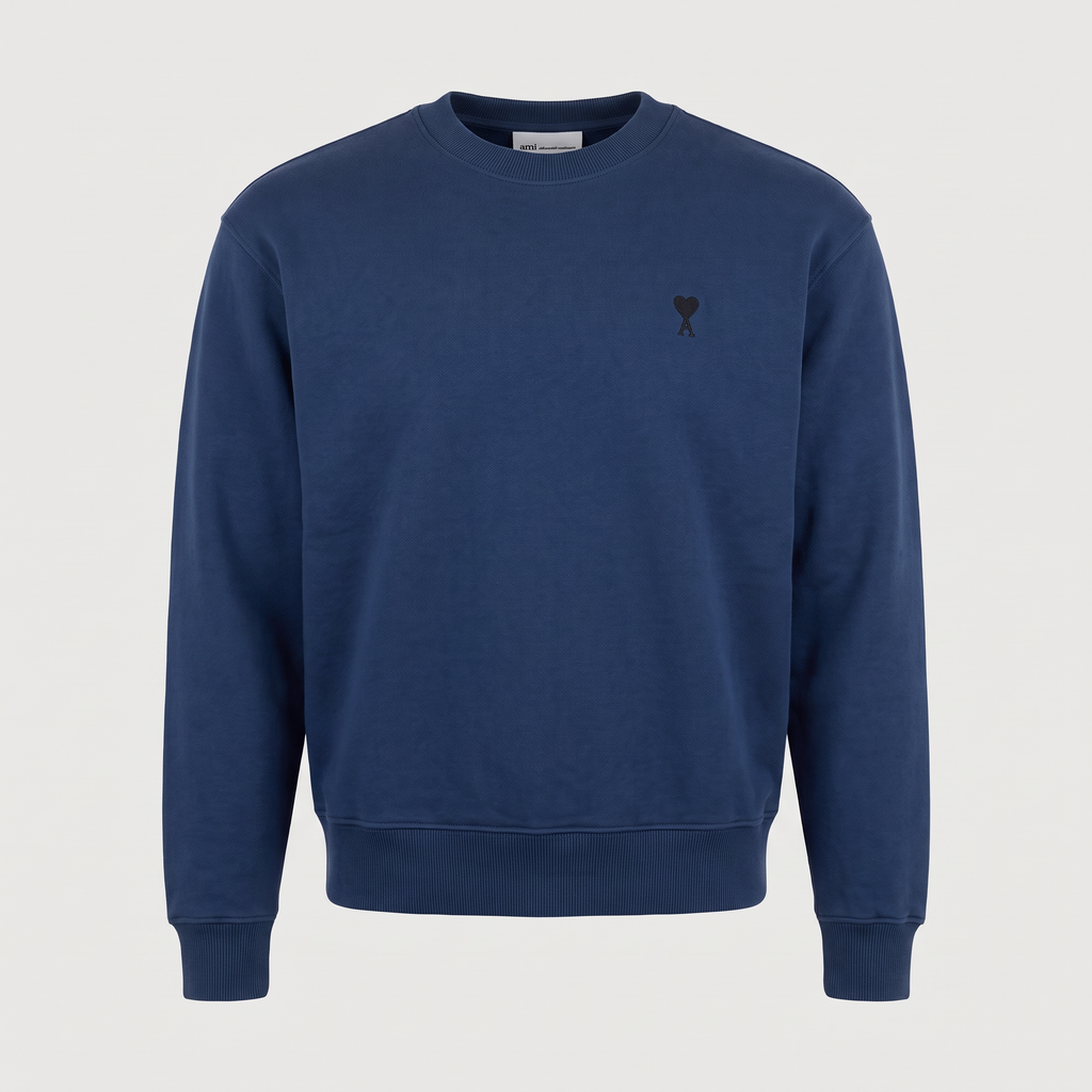 Sweatshirt Bleu Marine Ami de Coeur Noir en Coton – face