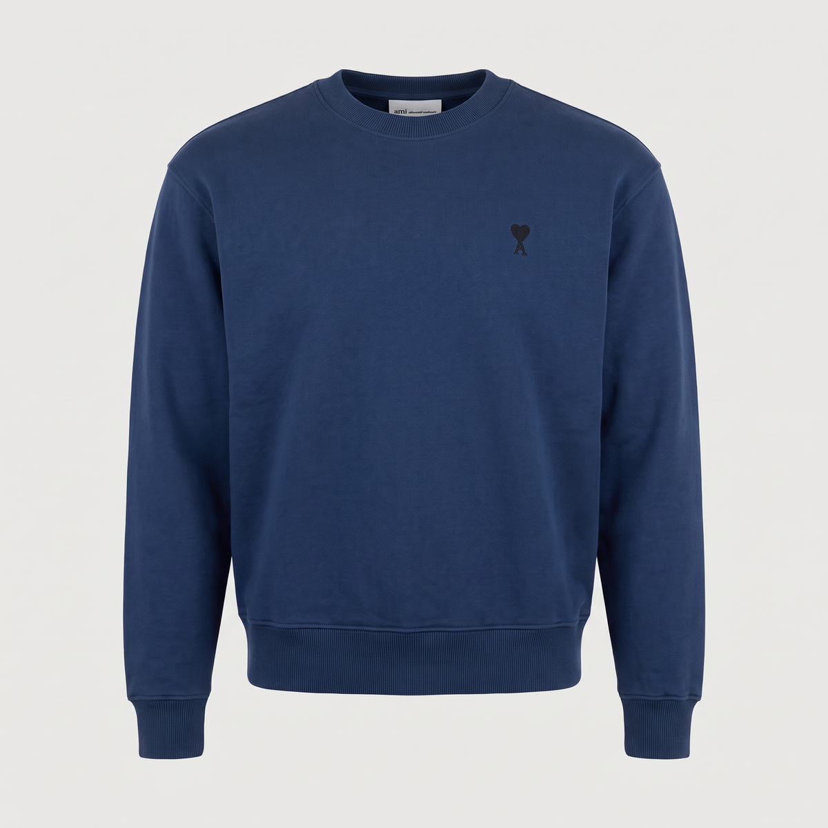 Sweatshirt Bleu Marine Ami de Coeur Noir en Coton – face