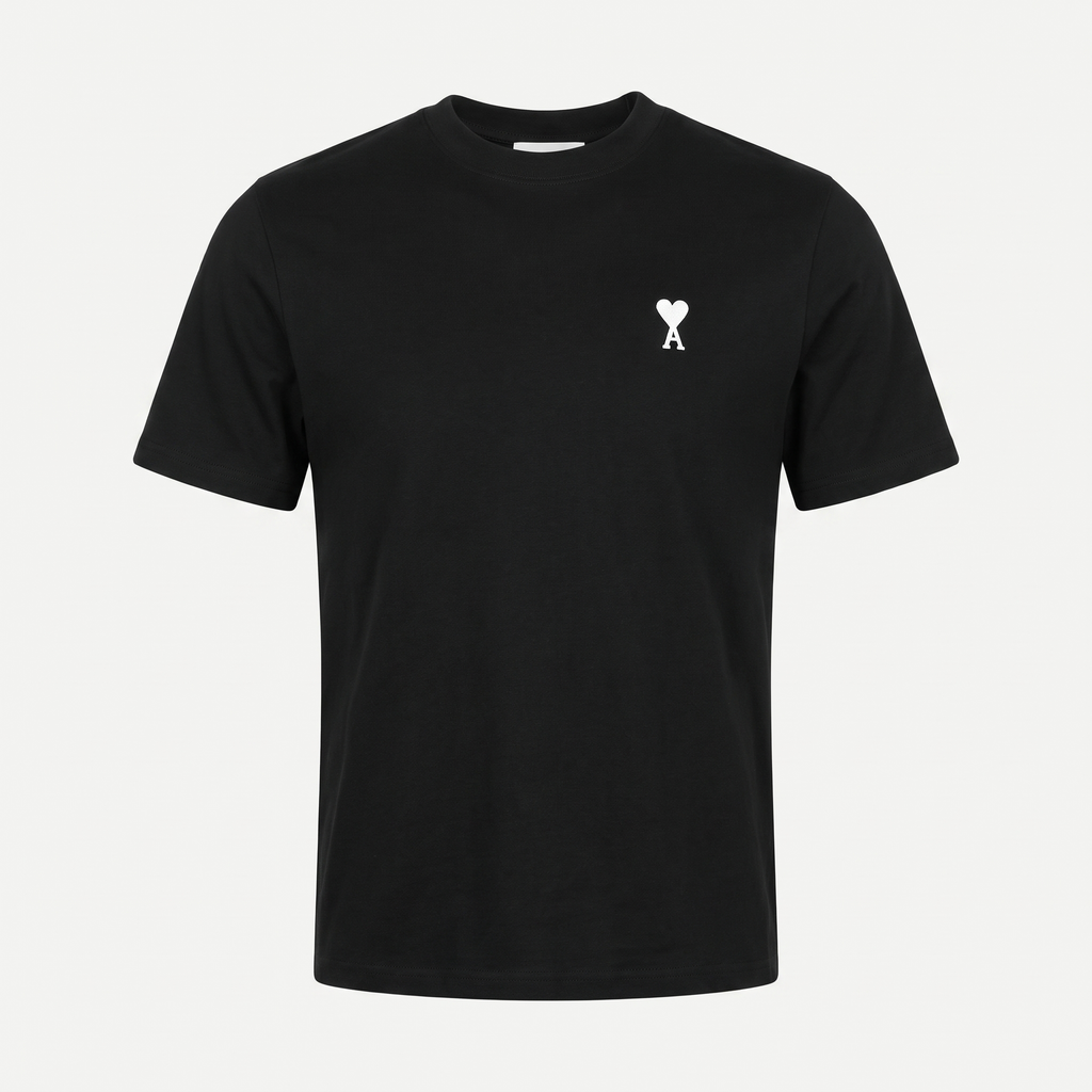 T-shirt Noir Ami de Coeur Blanc en Coton – face