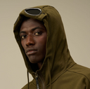 CP Company Sweat Diagonal Raised fleece Goggle zipped hooded Khaki