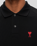 Polo Noir Ami de Coeur Rouge en Coton
