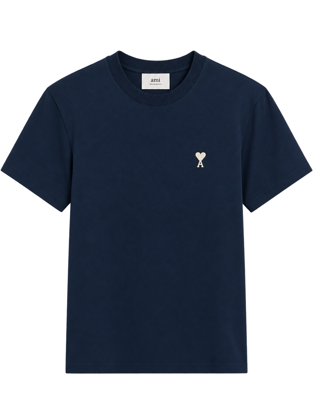 T-shirt Bleu Marine Ami de Coeur Blanc en Coton — Ami Paris