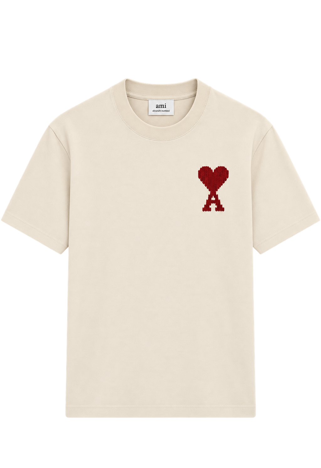 T-shirt Beige Ami Soleil Rouge — Ami Paris