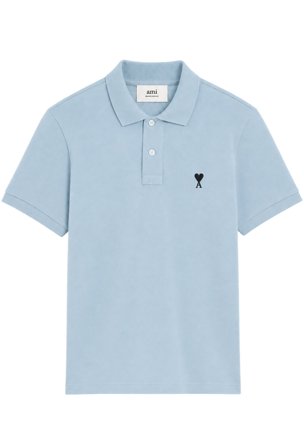 Polo Bleu Ciel Ami de Coeur Noir en Coton — Ami Paris