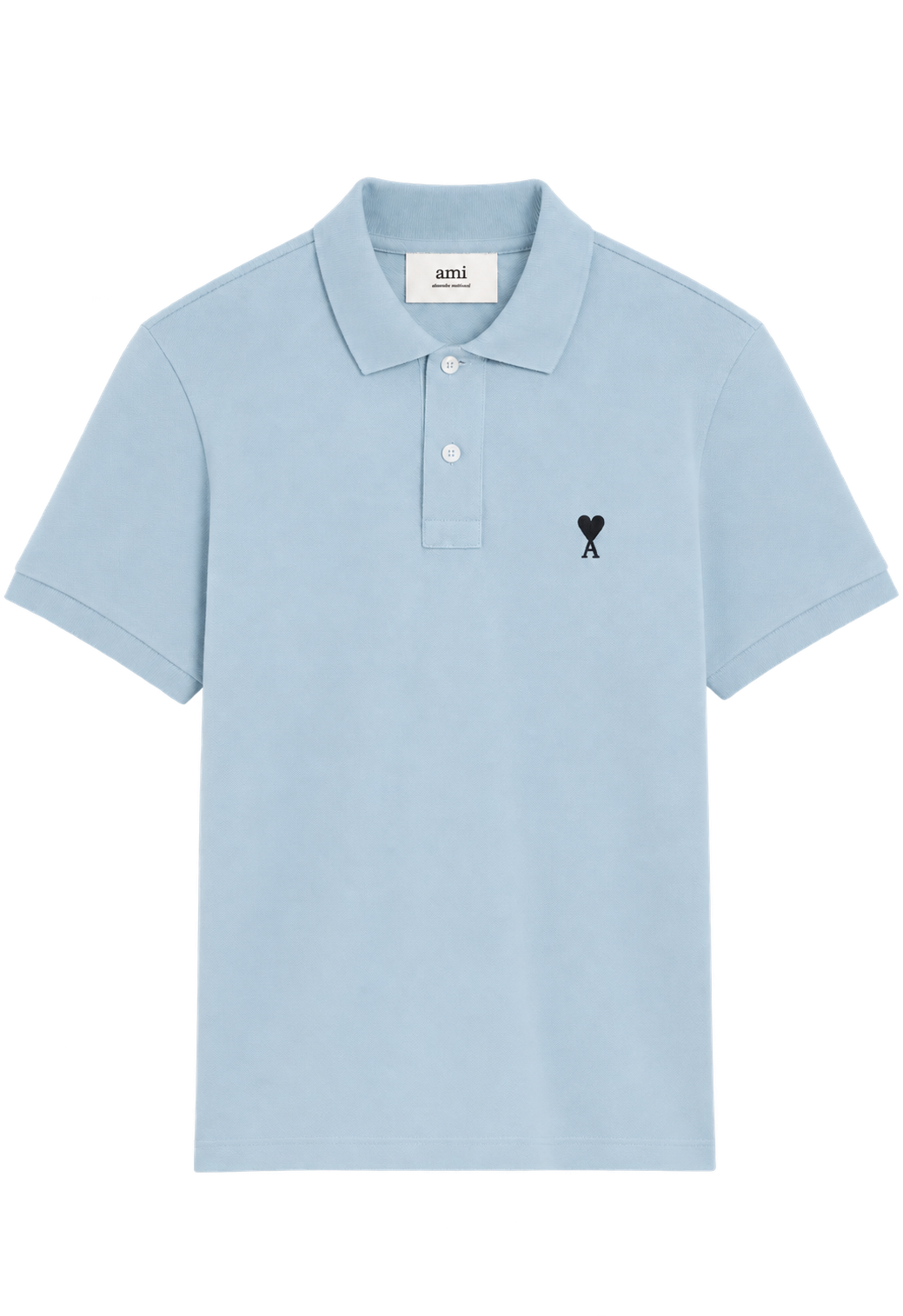 Polo Bleu Ciel Ami de Coeur Noir en Coton