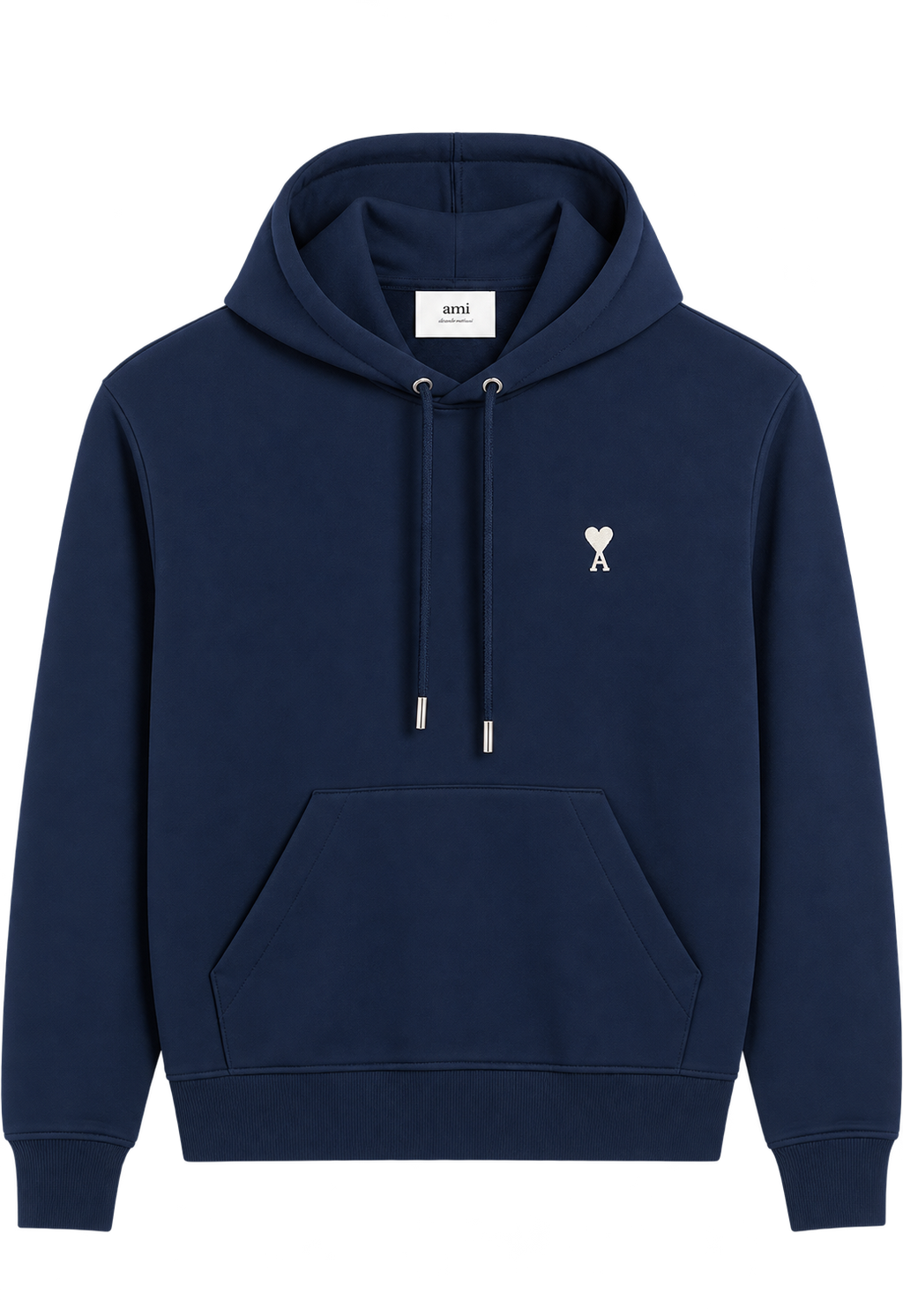 Hoodie Bleu Marine Ami de Coeur Blanc en Coton — Ami Paris