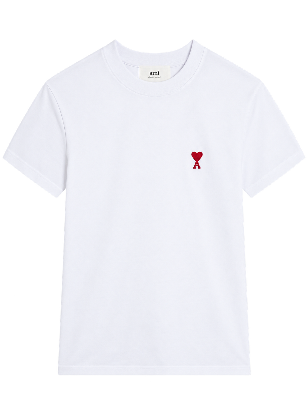 T-shirt Blanc Ami de Coeur Rouge en Coton — Ami Paris