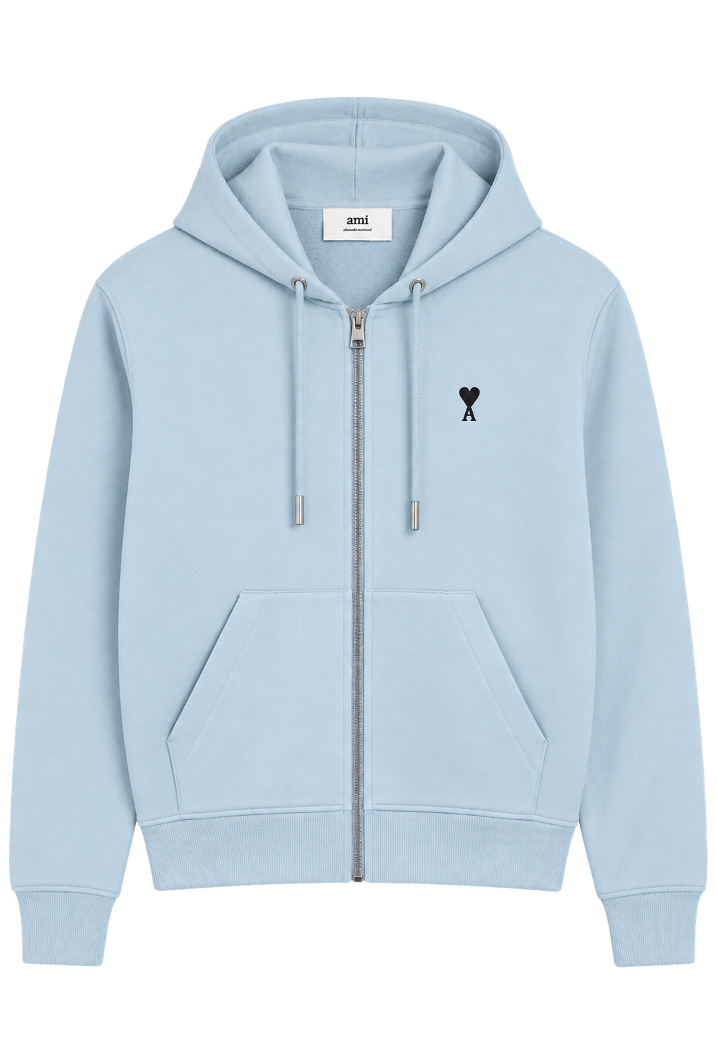 Hoodie Zippe Ami De Coeur Noir Bleu Ciel en Coton — Ami Paris