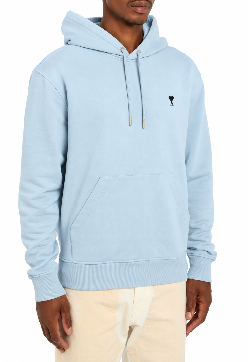 Hoodie Bleu Ciel Ami De Coeur Noir en Coton — Ami Paris — vue 2