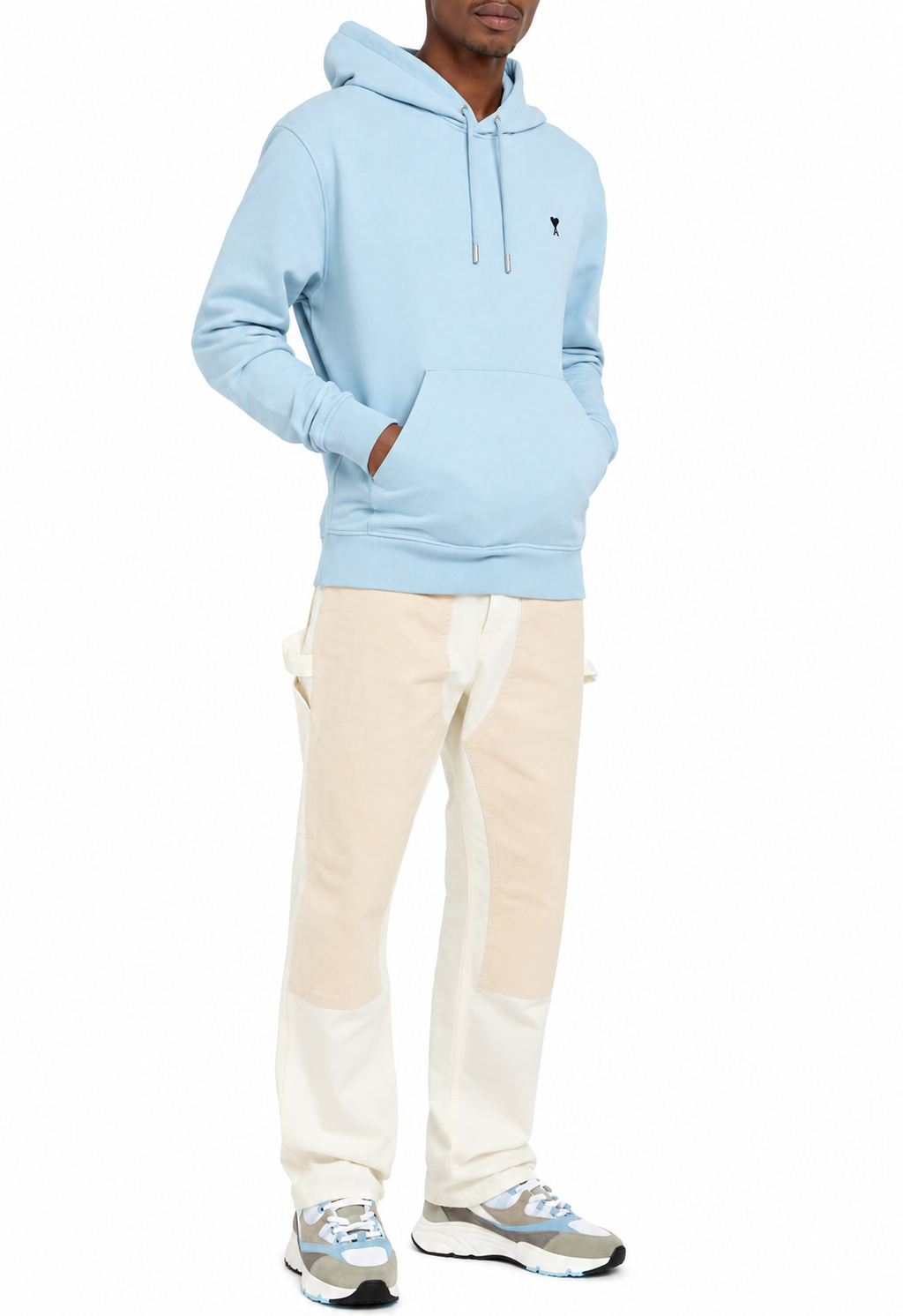 Hoodie Bleu Ciel Ami De Coeur Noir en Coton — Ami Paris — vue 4