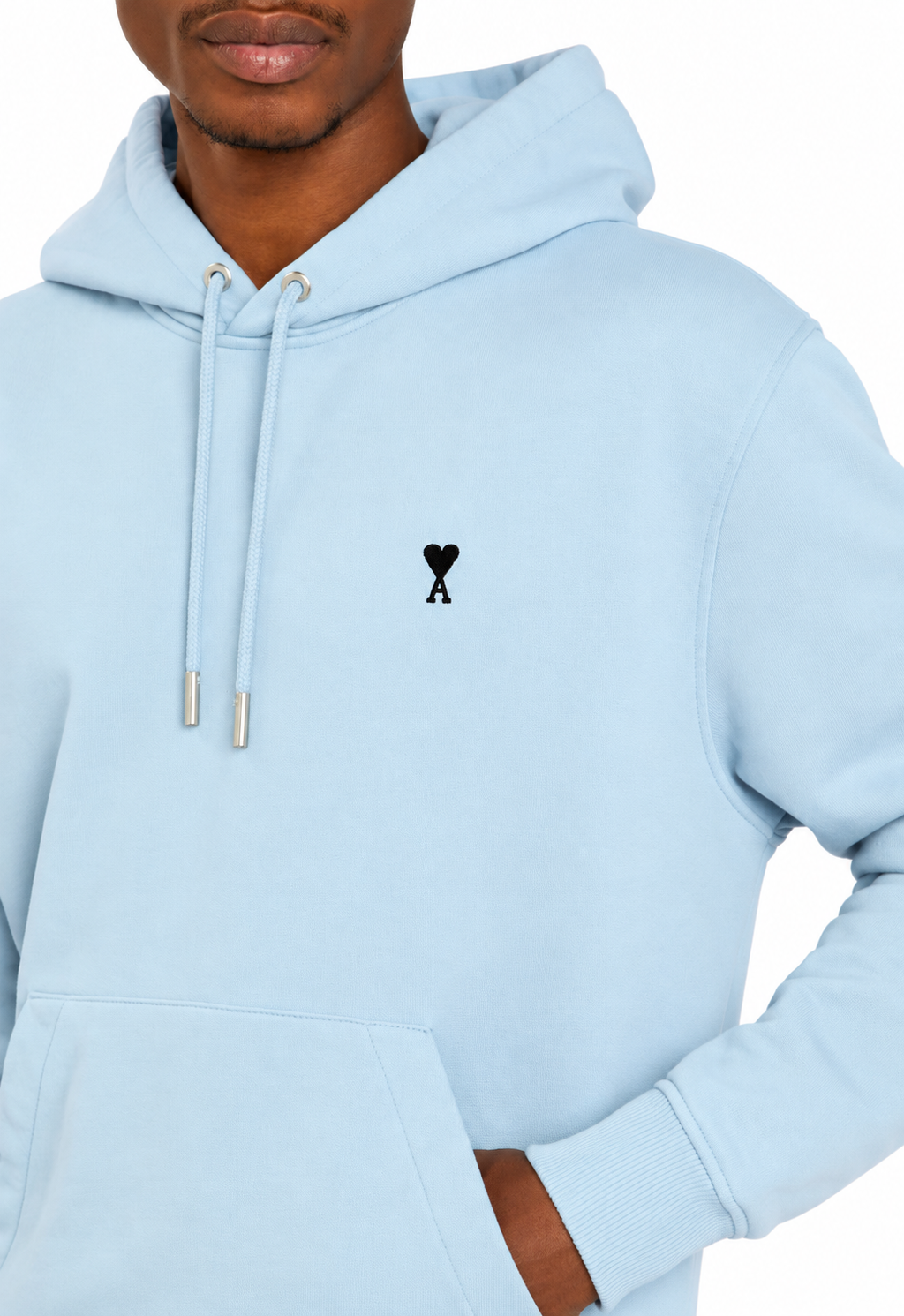 Hoodie Bleu Ciel Ami De Coeur Noir en Coton — Ami Paris — vue 5