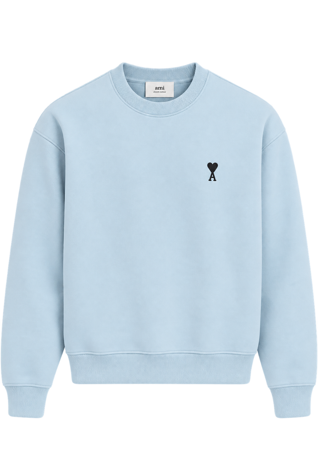 Sweatshirt Bleu Ciel Ami De Coeur Noir en Coton — Ami Paris