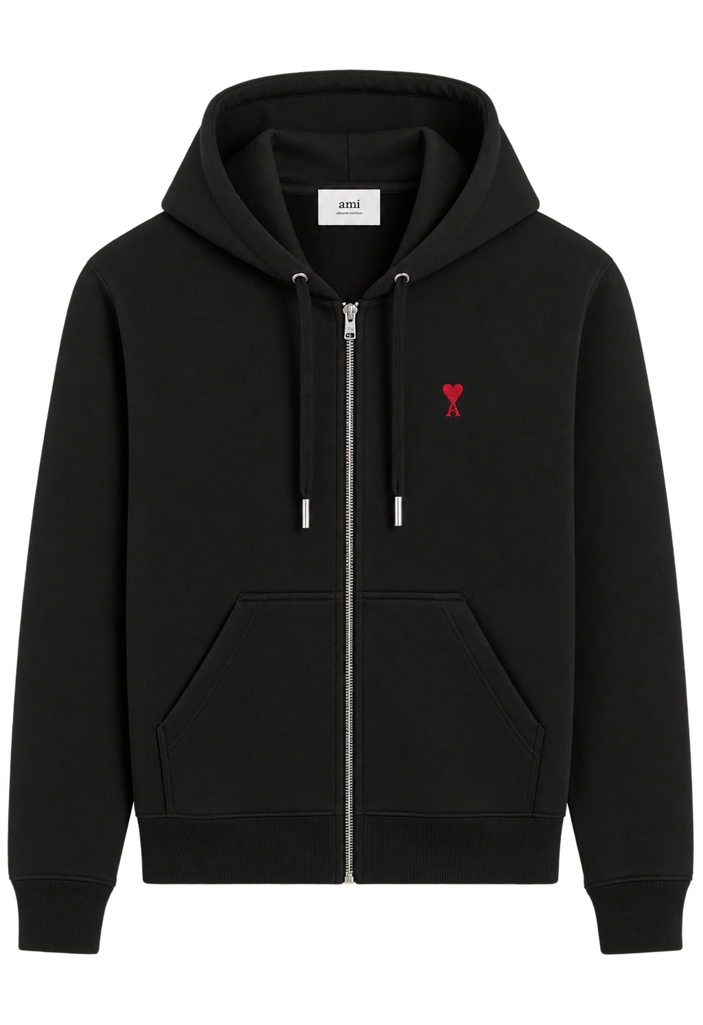Hoodie Zippe Ami De Coeur Rouge Noir en Coton — Ami Paris