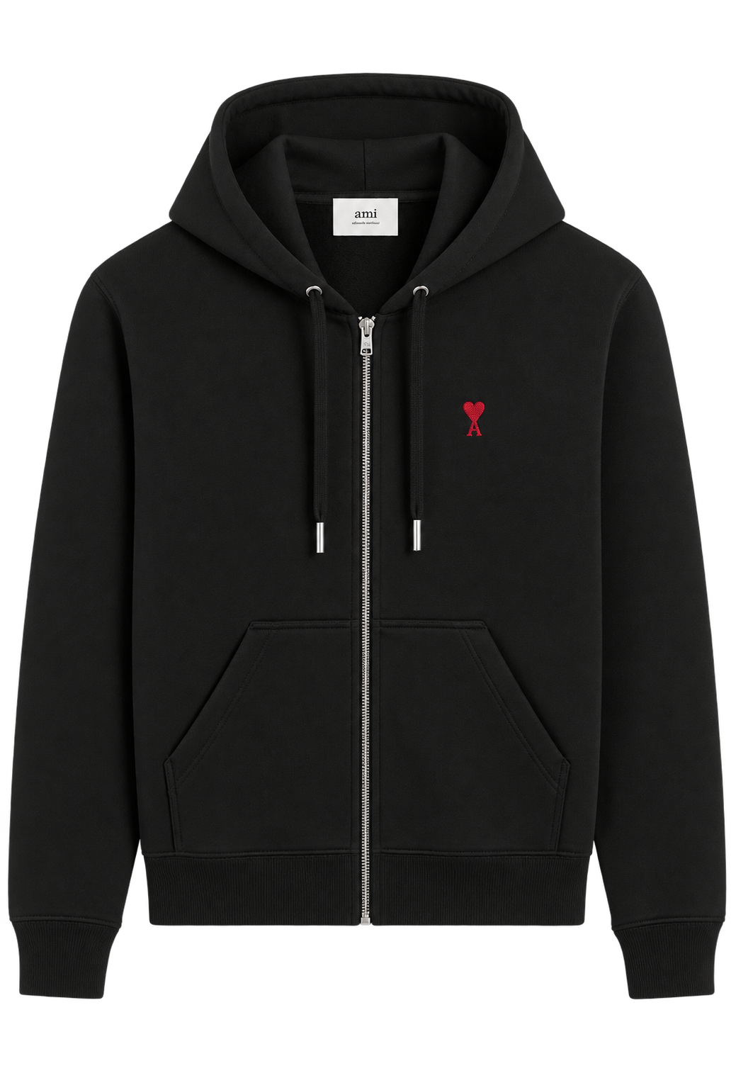 Hoodie Zippe Ami De Coeur Rouge Noir en Coton — Ami Paris