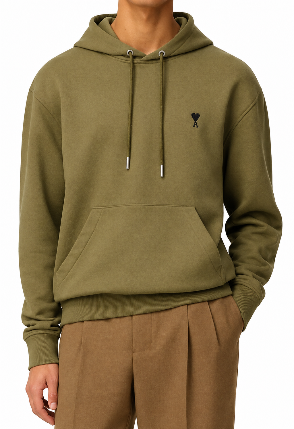 Hoodie Vert Ami De Coeur Noir en Coton — Ami Paris — vue 2