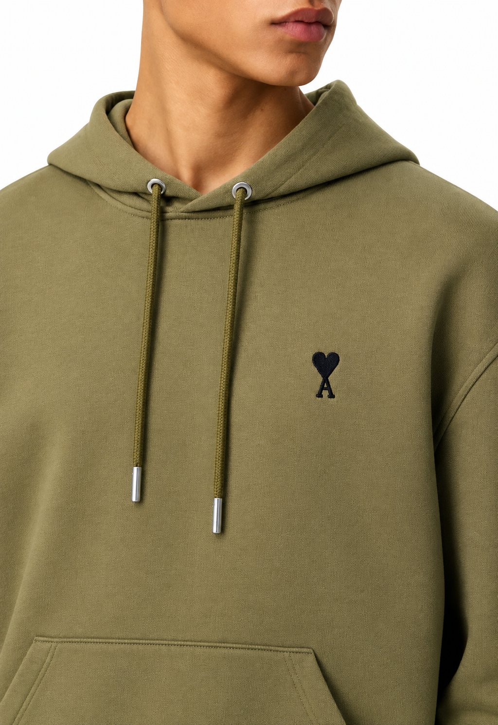 Hoodie Vert Ami De Coeur Noir en Coton — Ami Paris — vue 3