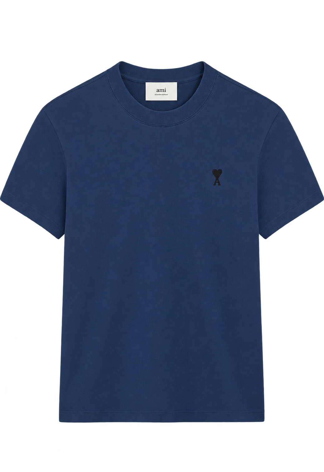 T-shirt Bleu Marine Ami de Coeur Noir en Coton — Ami Paris