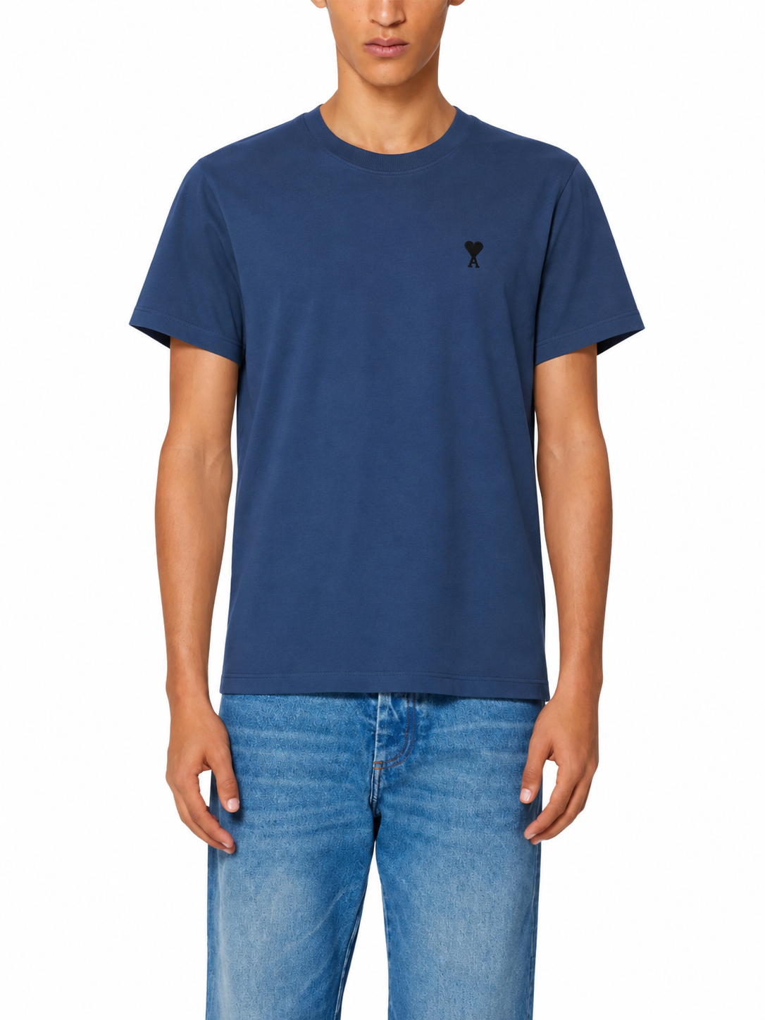T-shirt Bleu Marine Ami de Coeur Noir en Coton — Ami Paris — vue 2