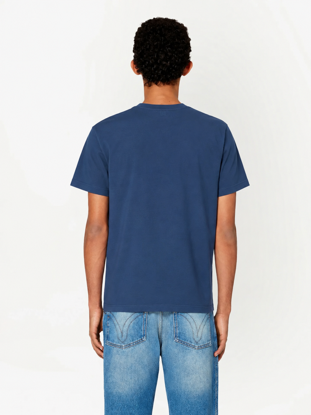 T-shirt Bleu Marine Ami de Coeur Noir en Coton — Ami Paris — vue 4