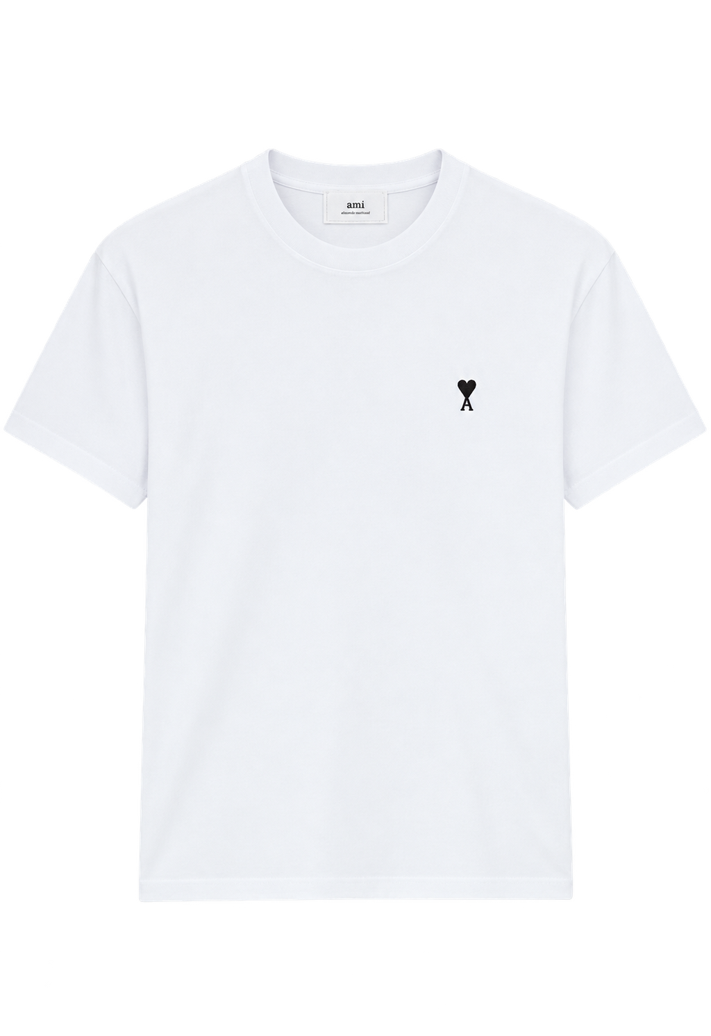 T-shirt Blanc Ami De Coeur Noir en Coton — Ami Paris