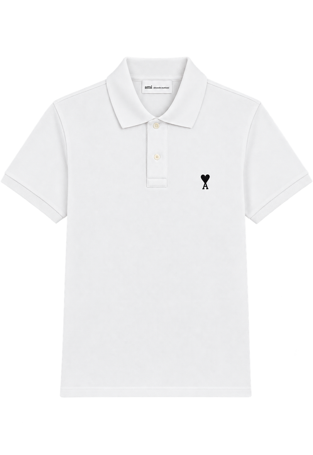 Polo Blanc Ami de Coeur Noir en Coton — Ami Paris