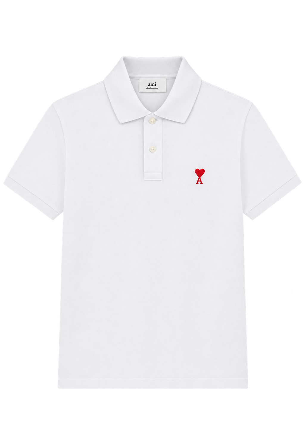 Polo Blanc Ami de Coeur Rouge en Coton — Ami Paris