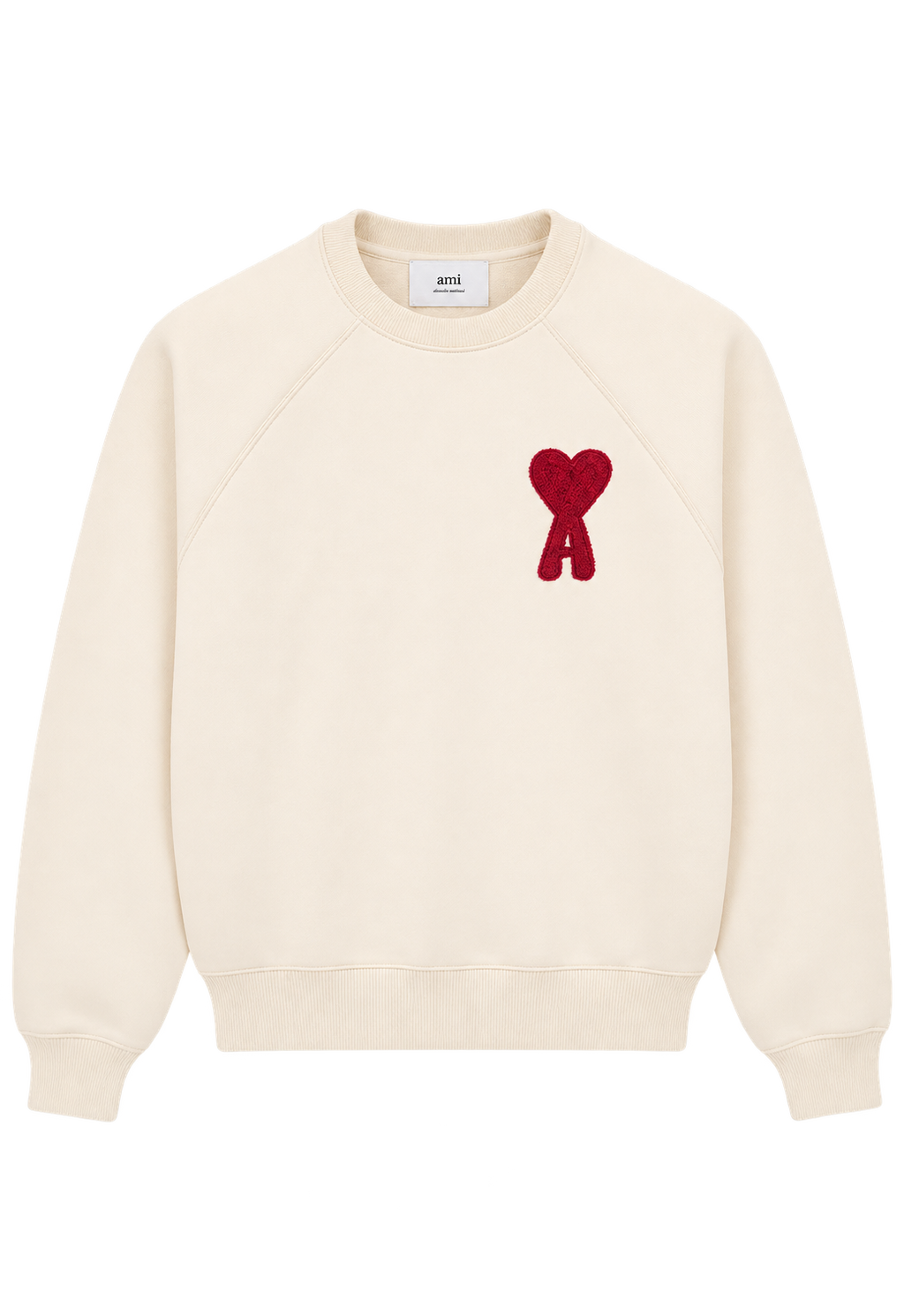 Sweatshirt Beige Patch Rouge Ami de Coeur En Coton — Ami Paris
