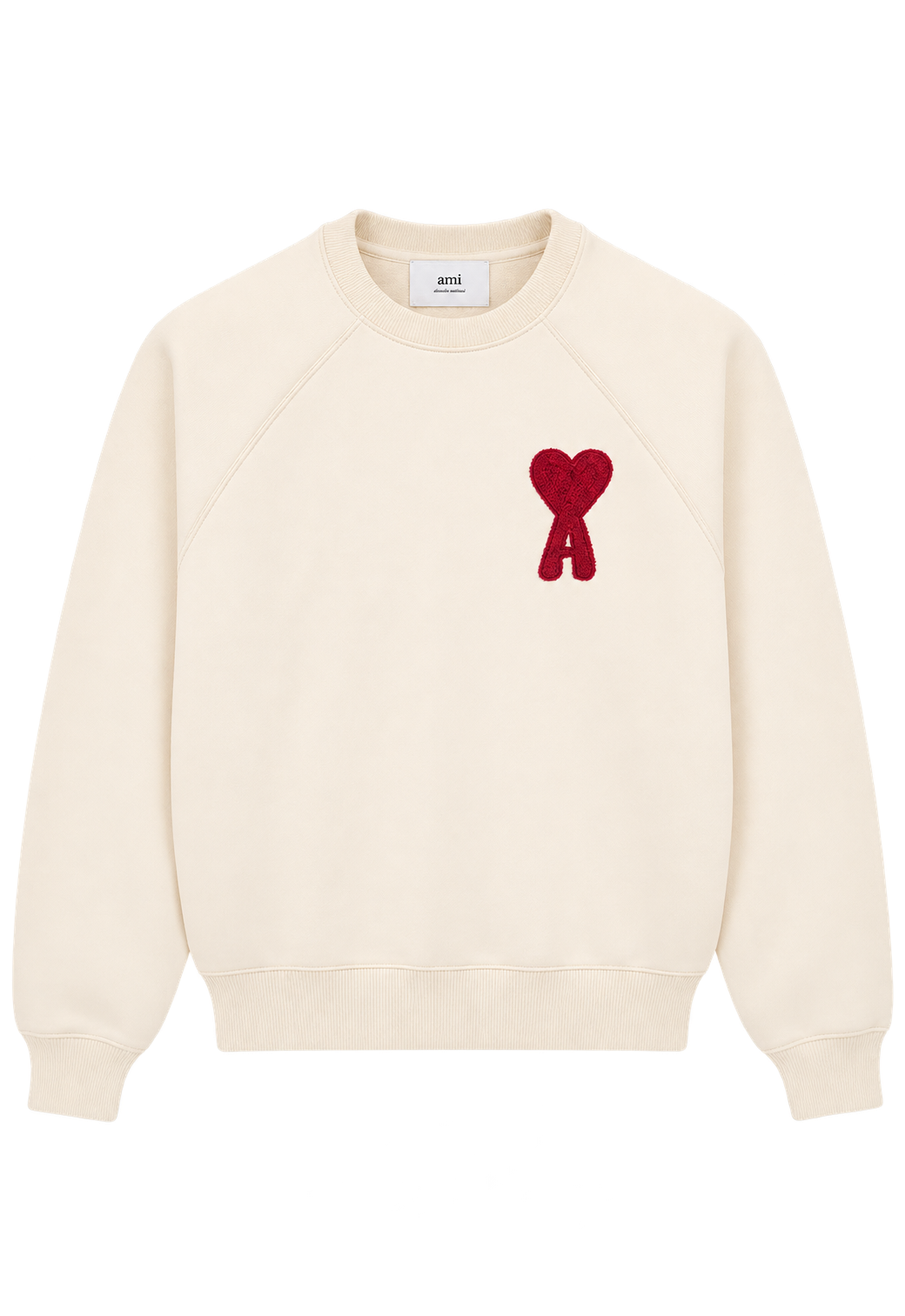 Sweatshirt Beige Patch Rouge Ami de Coeur En Coton — Ami Paris
