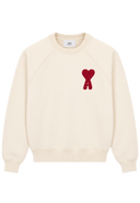 Sweatshirt Beige Patch Rouge Ami de Coeur En Coton