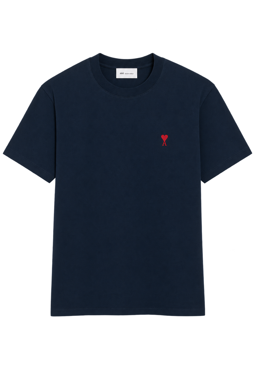 T-shirt Bleu Marine Ami de Coeur Rouge en Coton — Ami Paris