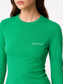 Le t-shirt Brodé Manche Longue Green Jacquemus