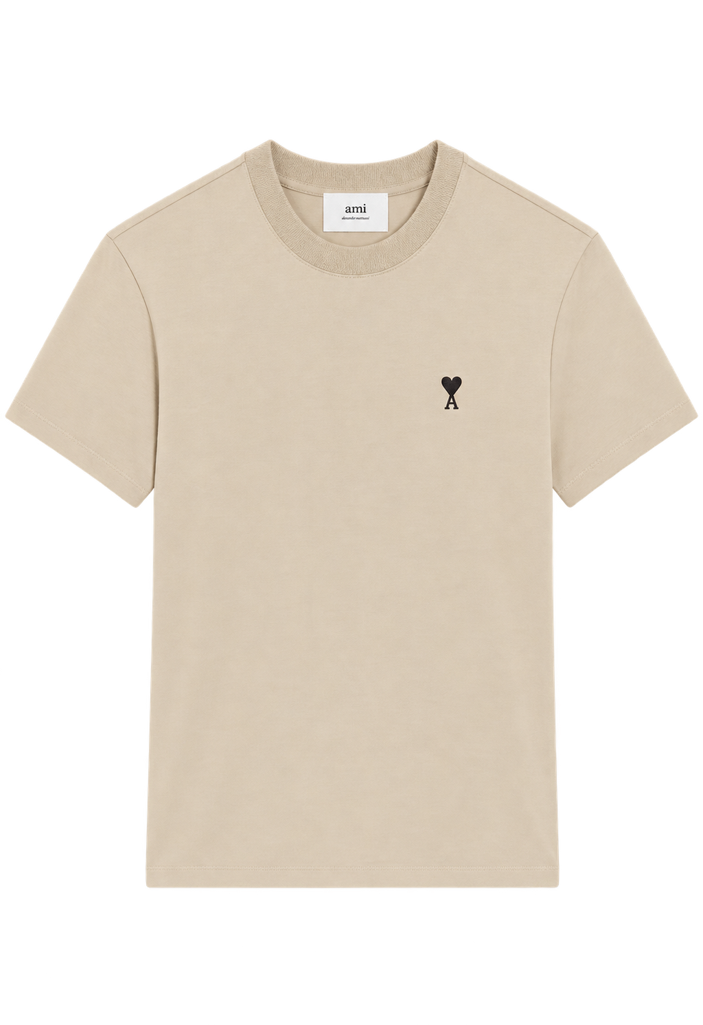 T-shirt Beige Ami De Coeur Noir En Coton — Ami Paris