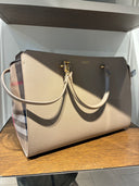 Sac cabas réversible à carreaux et cuir beige
