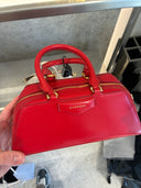 Sac à main mini structuré en cuir rouge vermillon