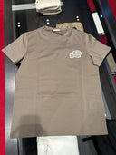 T-shirt beige taupe à double logo brodé poitrine