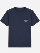 T-shirt en coton avec empiècements nylon bleu marine