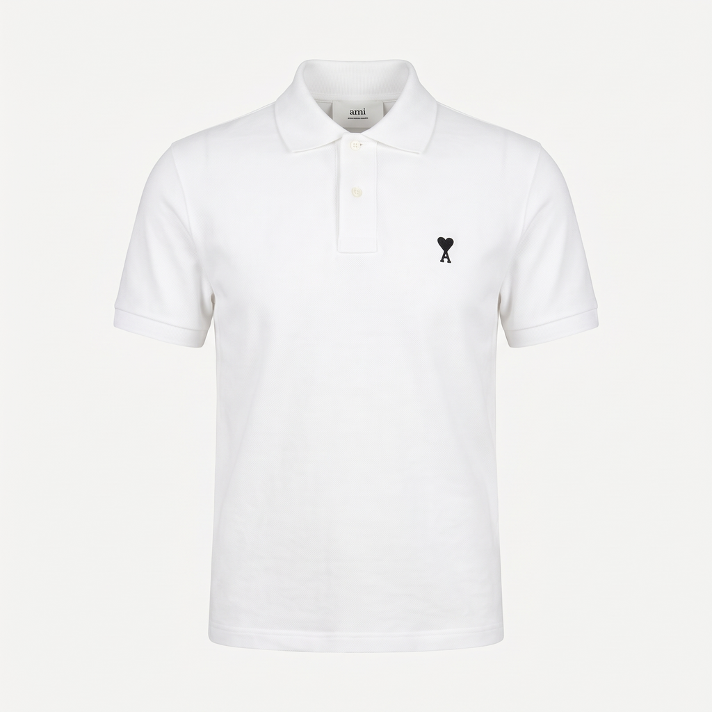 Polo Blanc Ami de Coeur Noir en Coton – face