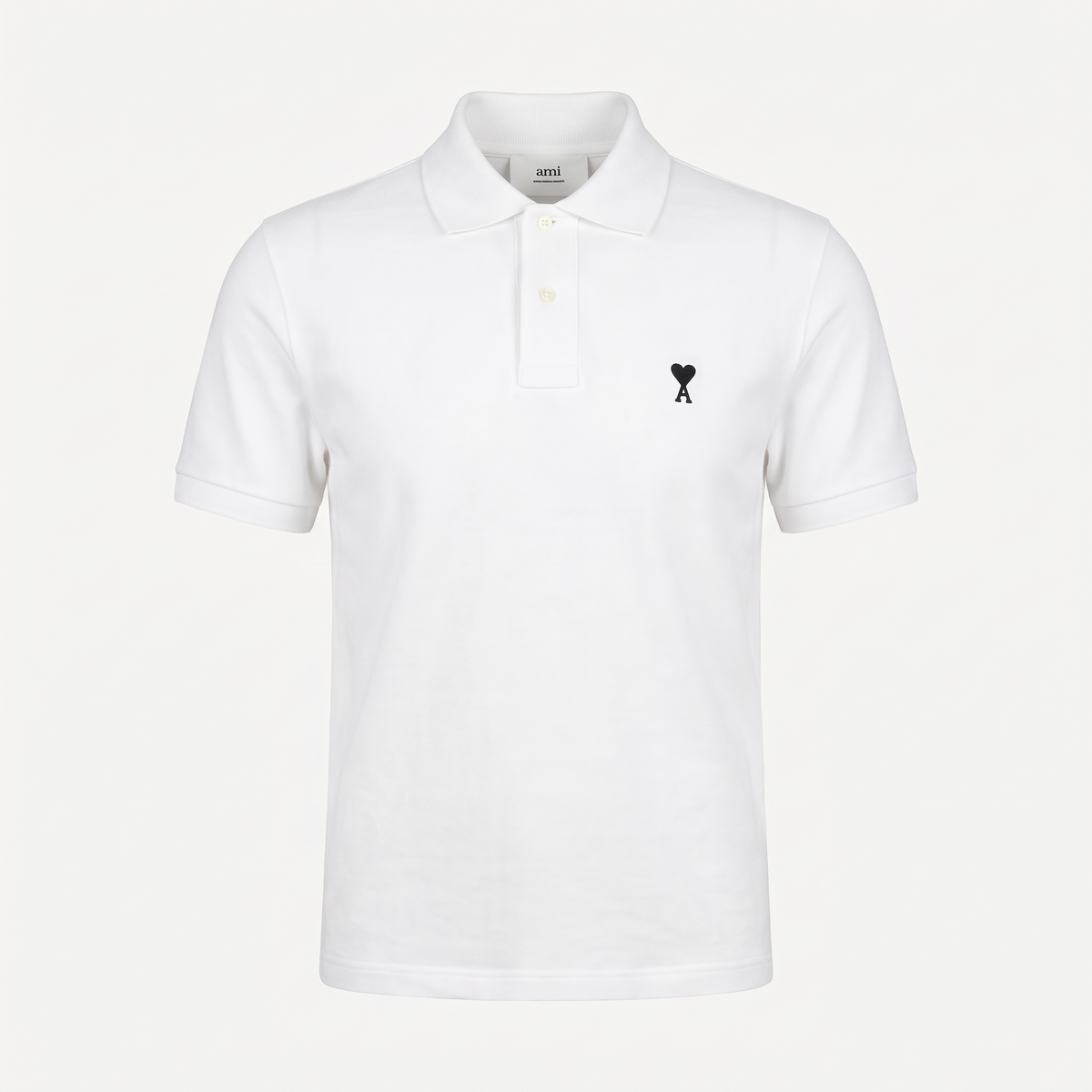Polo Blanc Ami de Coeur Noir en Coton – face