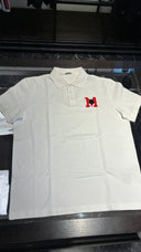 Polo piqué blanc à patch M rouge contrasté