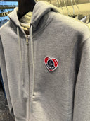Hoodie Zip Signature Cœur Gris Chiné