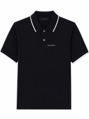 Polo en piqué de coton noir à logo signature