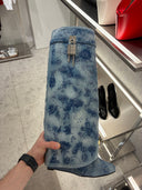 Bottes hautes en denim floral jacquard