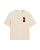 T-Shirt Beige Patch Ami de Coeur Rouge En Coton