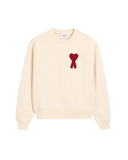 Sweatshirt Beige Patch Rouge Ami de Coeur En Coton