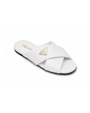 Mules plates croisées en cuir blanches
