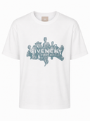 T-shirt imprimé statues antiques et logo signature