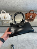 Sac bowling compact en cuir lisse noir