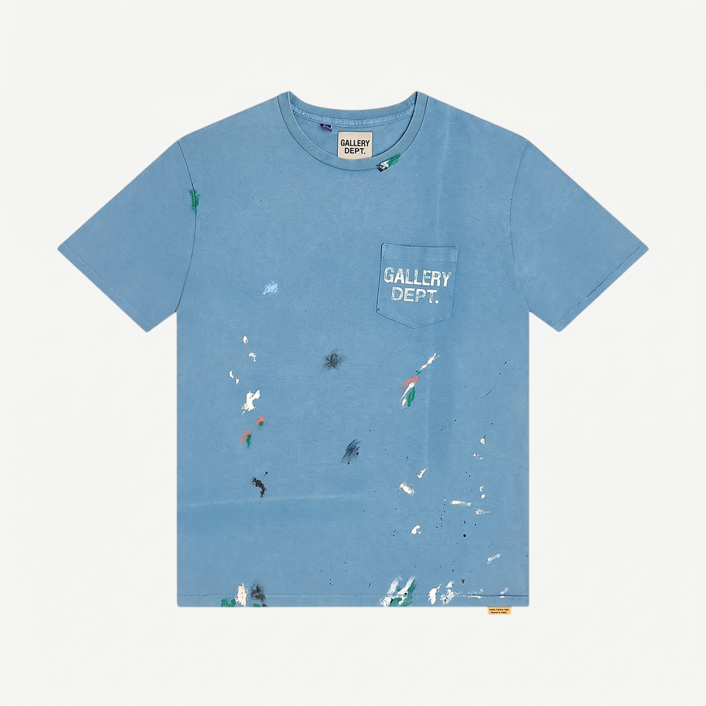 T-shirt Gallery Dept. Vintage Logo Painted Dusty Blue – face